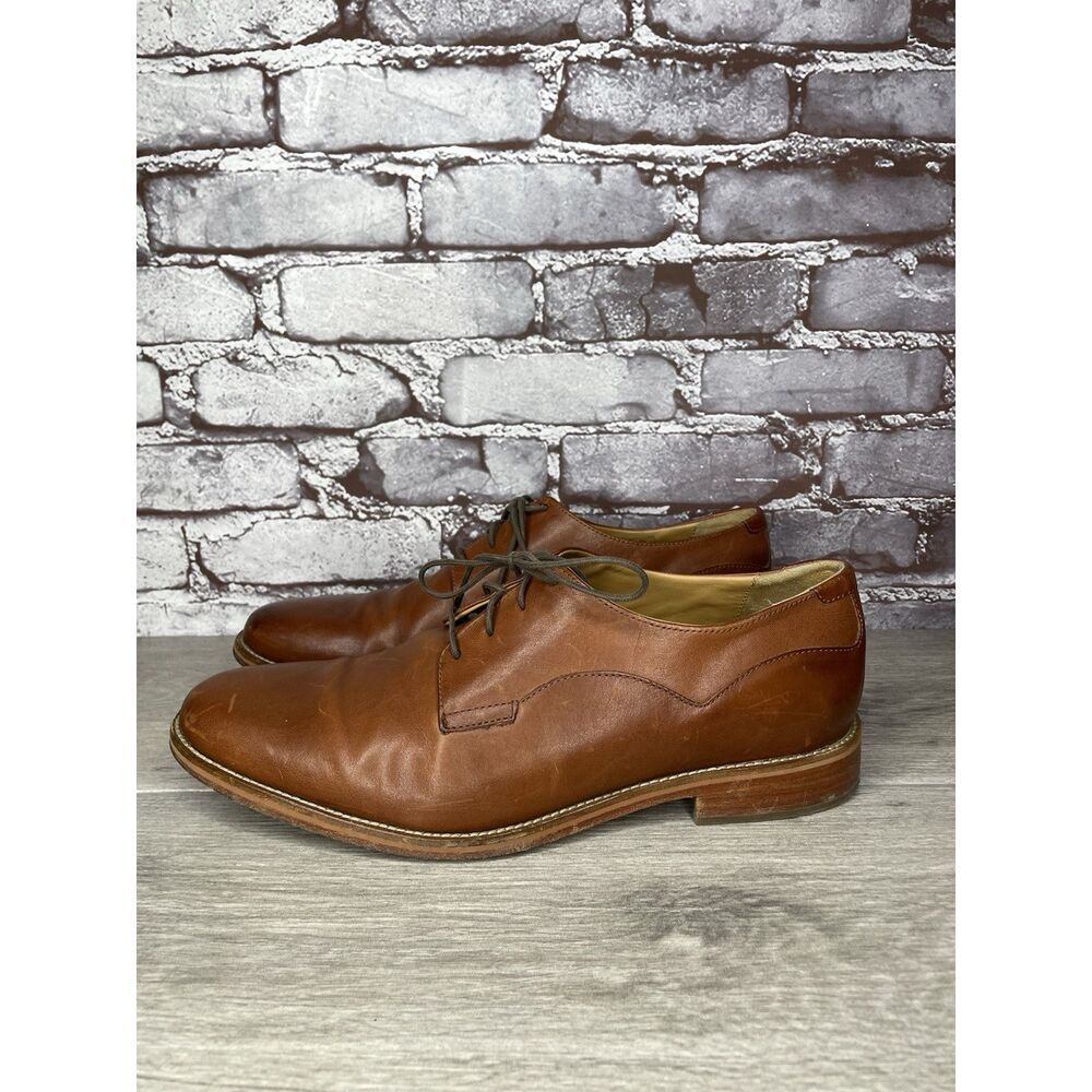 J. J Shoes Brown Leather Oxfords Lace Rubber Sole Dress Shoes Men 10.5M US/44EU